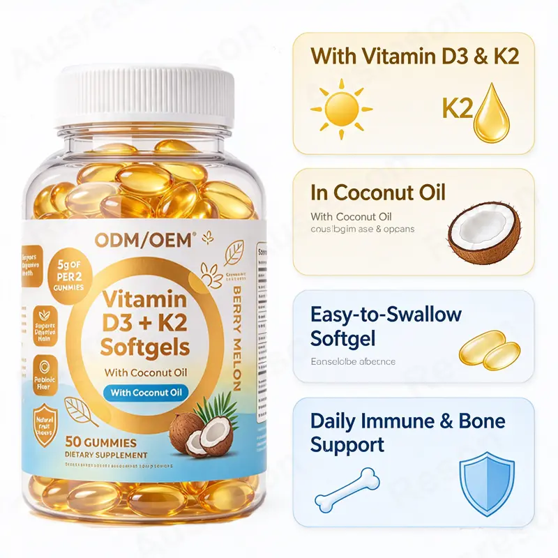 vitamin d3 & k2 softgel with coconut oil oem Manufacturer