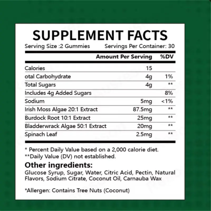 Vegan Sea Moss Bladderwrack Gummies Gut Health Support Manufacturer