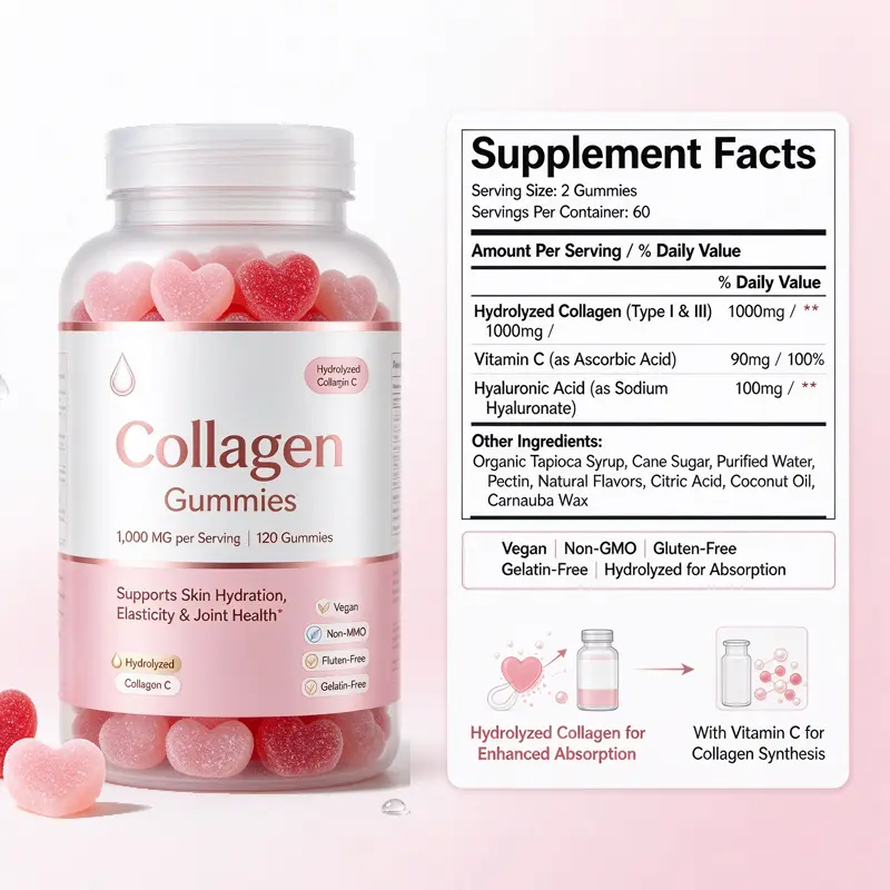 collagen gummies Hair Skin Nails Support Private Label