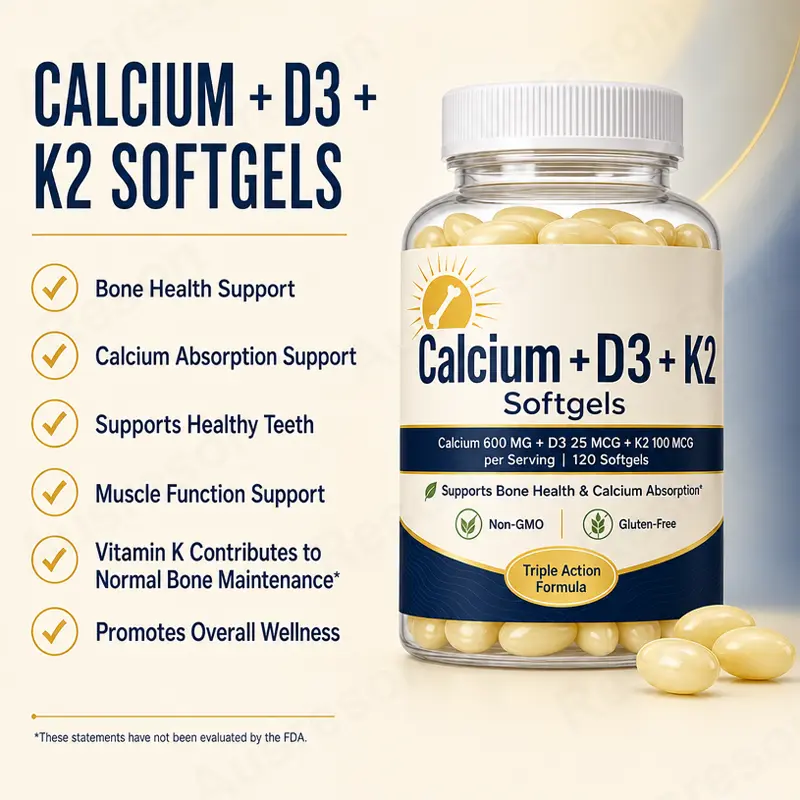 Calcium Vitamin D3 K2 softgels Bone Strength Support supplement supply