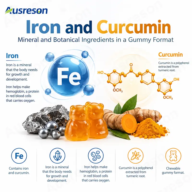 Vegan Iron curcumin gummies supplement OEM Manufacturer