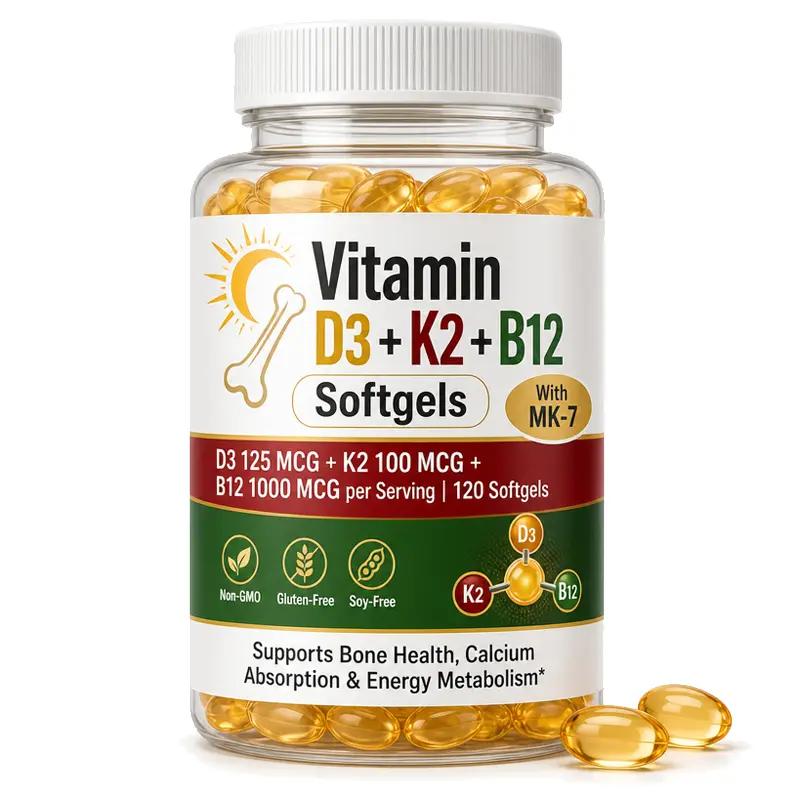 Vitamin D3 K2 Mk7 B12 Softgel Bone Health supplement Manufacturer