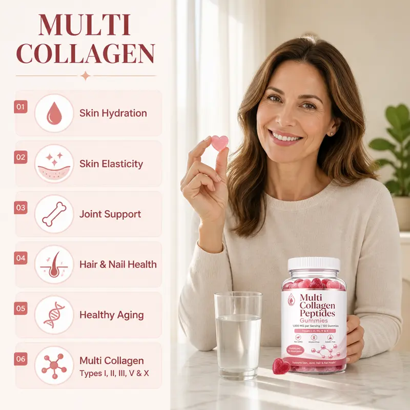 Multi Collagen Peptides Gummies skin supplement oem Manufacturer