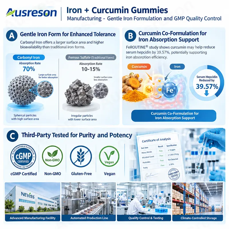 Vegan Iron curcumin gummies supplement OEM Manufacturer