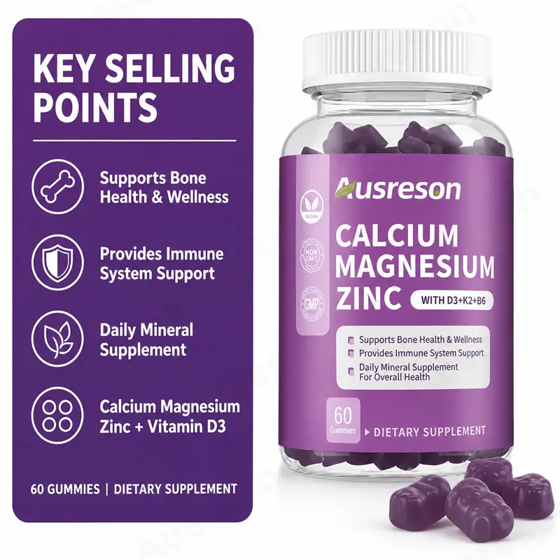 Calcium Magnesium Zinc Vitamin D3 gummies bone supplement bulk supplier
