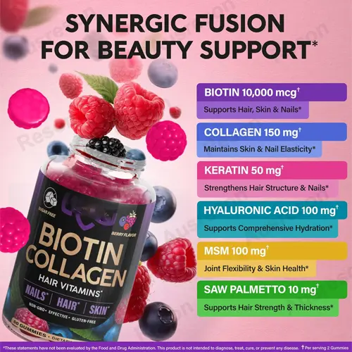 Biotin Gummies with Collagen Hair Growth , Skin, Nail | Reson