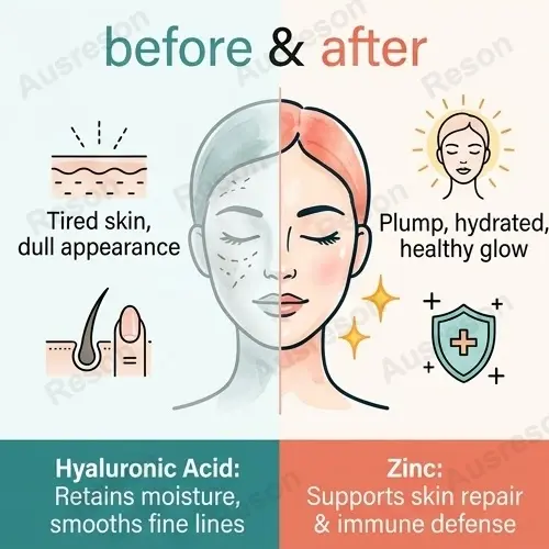 Hyaluronic Acid + Zinc Gummies for skin Manufacturer | Reson