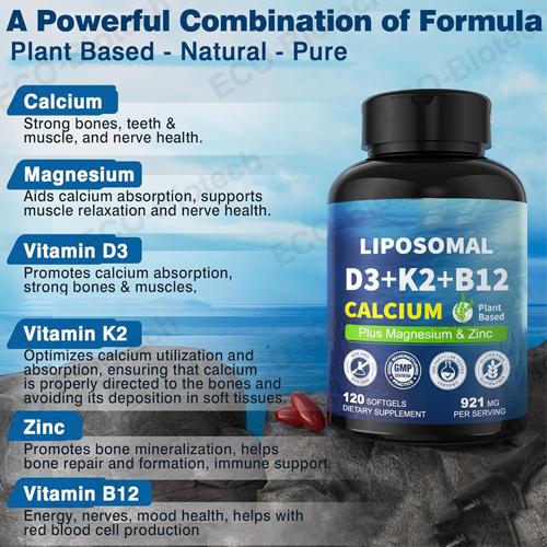 Liposomal Vitamin D3 K2 Calcium softgels for bone & Heart Health