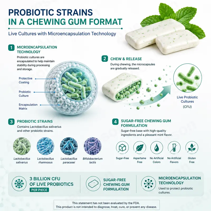 Oral Probiotic Chewing Gum OEM Manufacturer