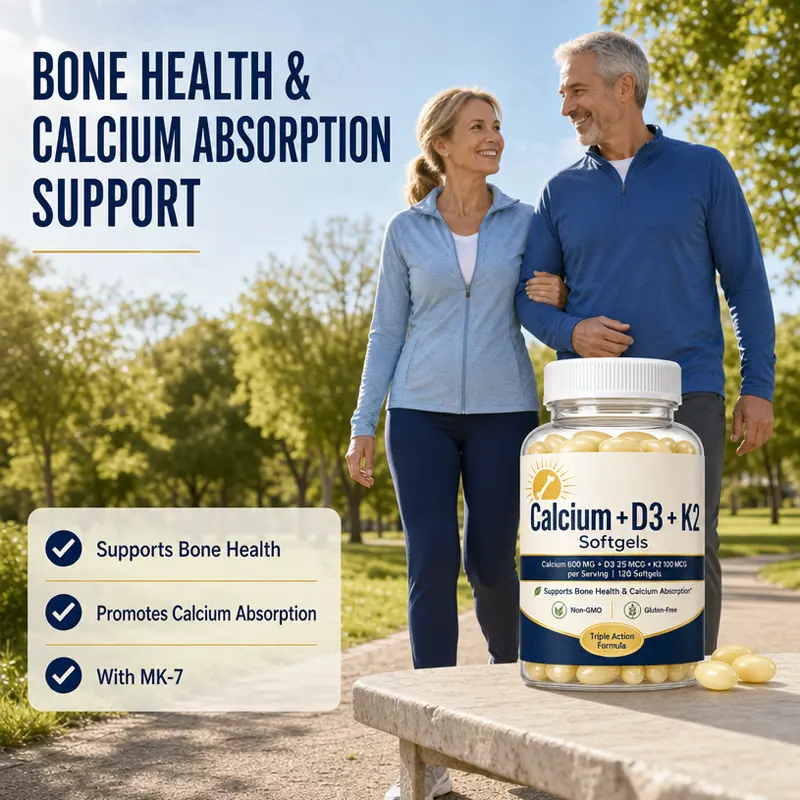 Calcium Vitamin D3 K2 softgels Bone Strength Support supplement supply