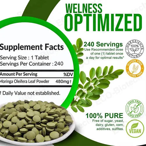 organic moringa Tablets for Energy & Immunity | oem Manufacturer