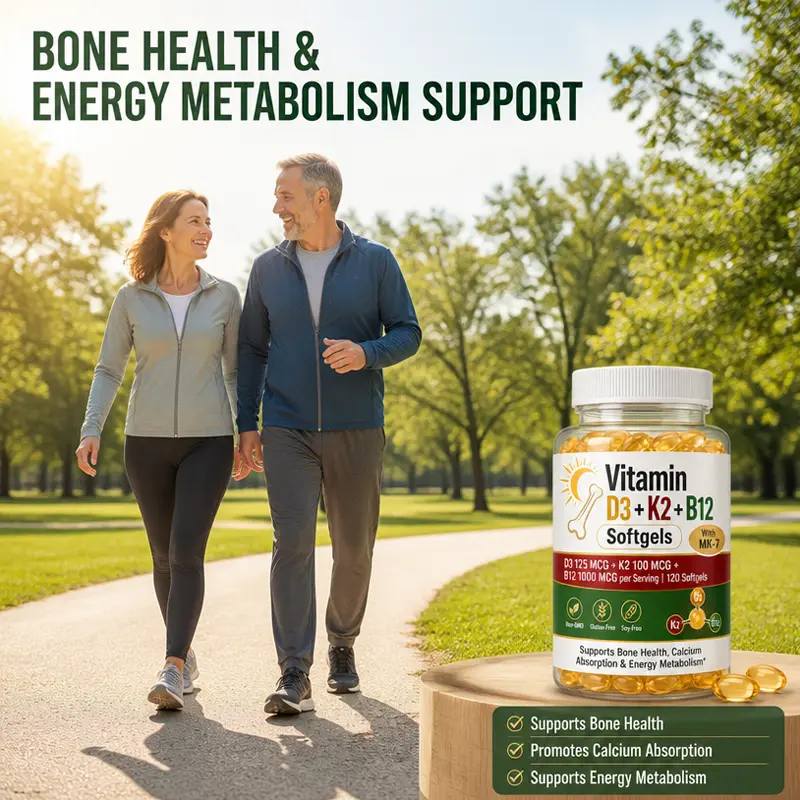 Vitamin D3 K2 Mk7 B12 Softgel Bone Health supplement Manufacturer