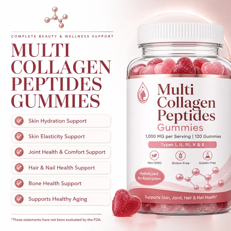 Multi Collagen Peptides Gummies skin supplement oem Manufacturer