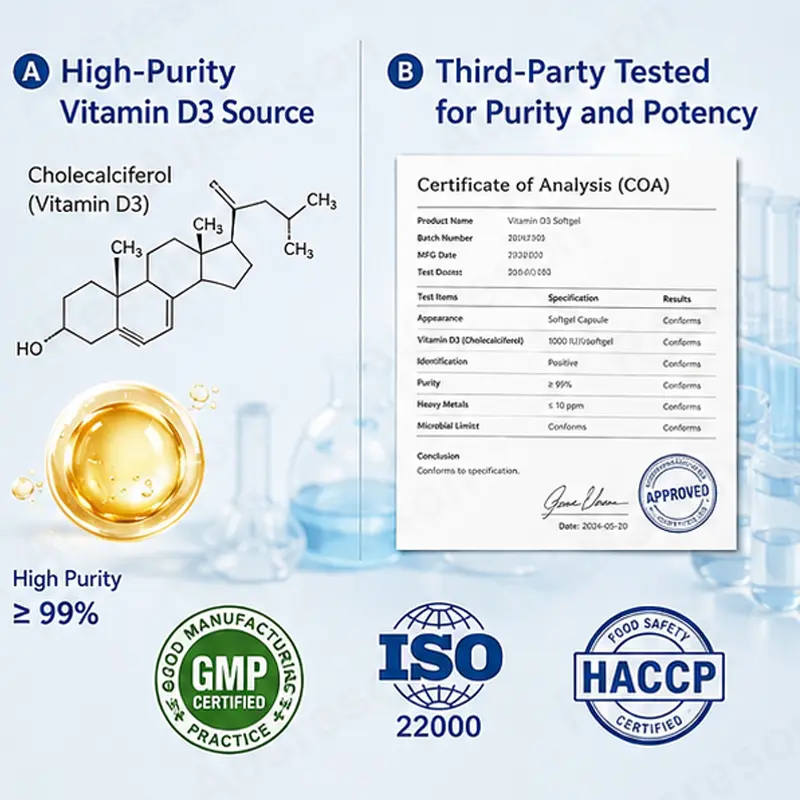 High bioavailability Vitamin D3 softgel for bone health bulk supplier