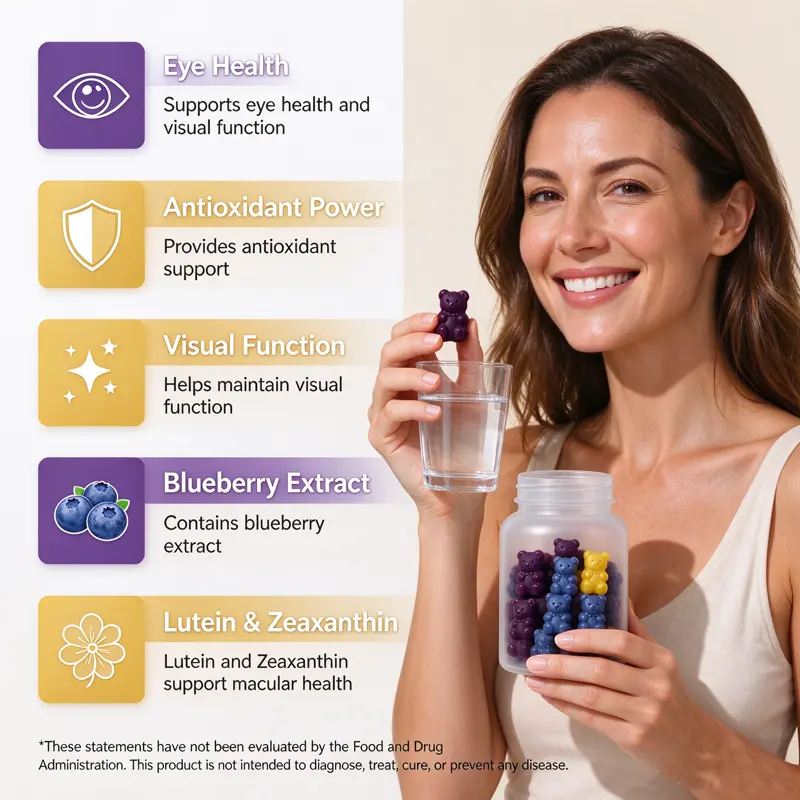 Blueberry Lutein Gummies eye health supplement Manufacturer