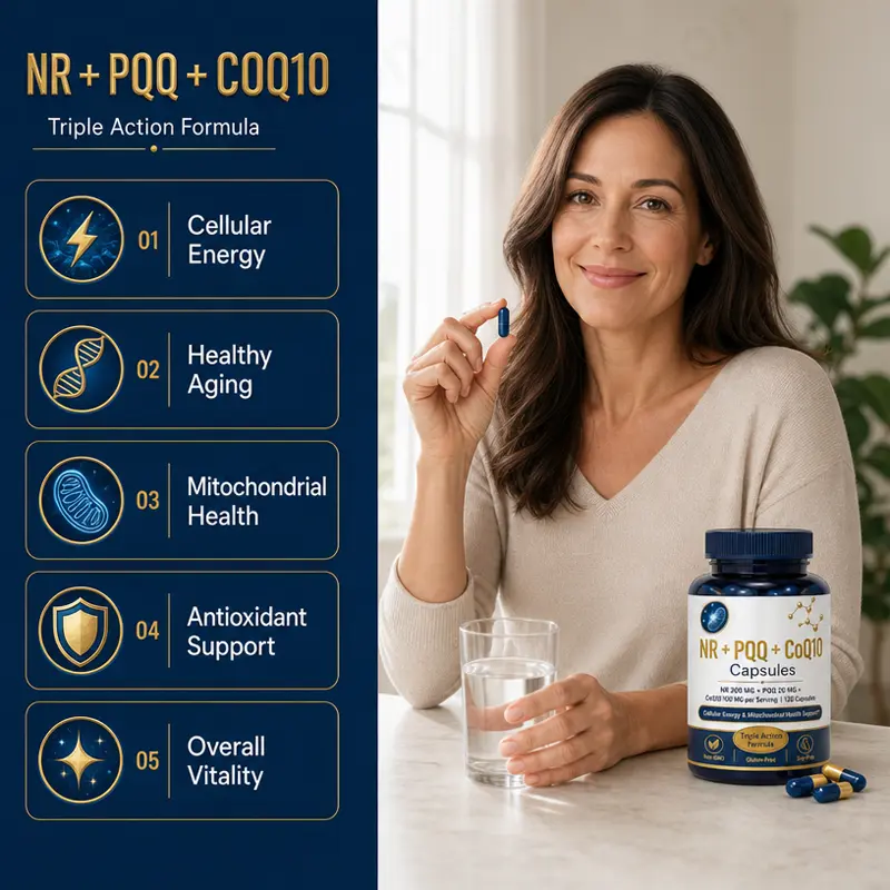 NR + PQQ + Coenzyme Q10 capsules cellular energy supplement supply