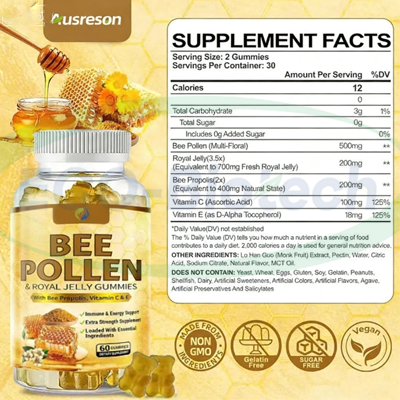 wholesale organic bee pollen gummies 500mg