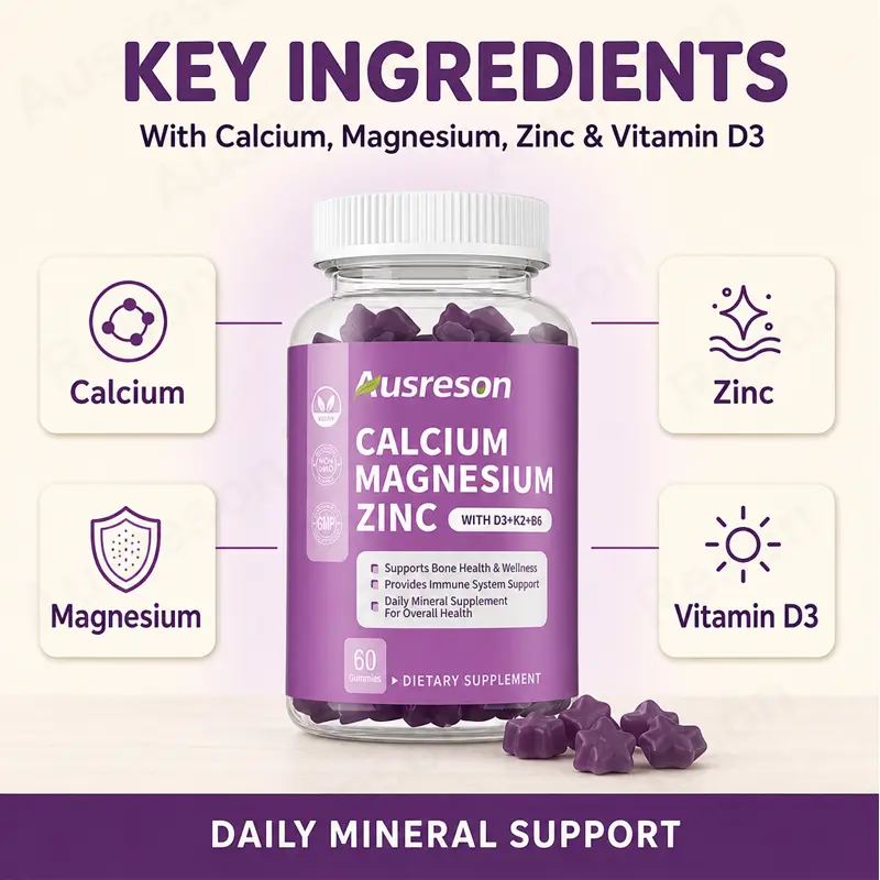 Calcium Magnesium Zinc Vitamin D3 gummies bone supplement bulk supplier