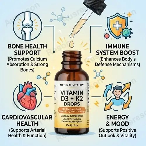 Vitamin D3 K2 Drops Bone & Heart Health | Reson