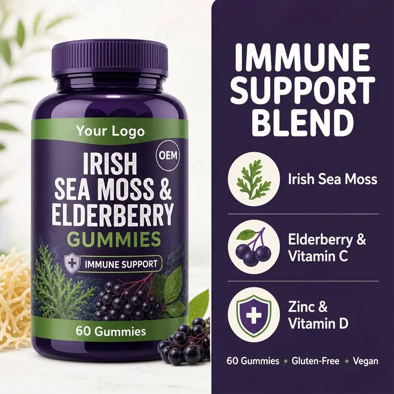 Sea Moss Elderberry Gummies immune support OEM Manufacturer