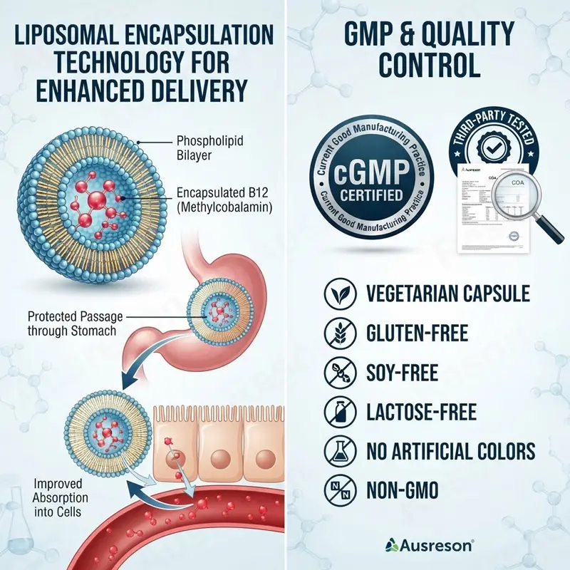 High absorption Liposomal Vitamin B12 capsules for energy bulk supplier