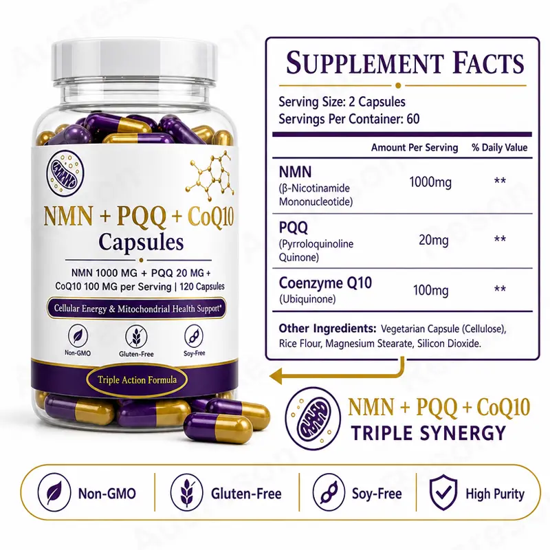 NMN+PQQ+Coenzyme Q10 capsules healthy supplement supply