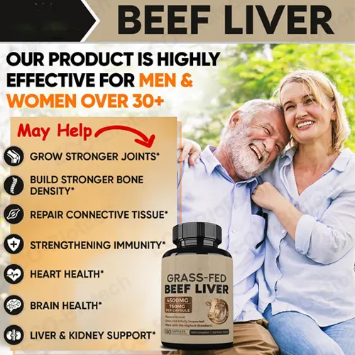 grass-fed beef liver capsules with Iron, Vitamin A, B12 for Energy