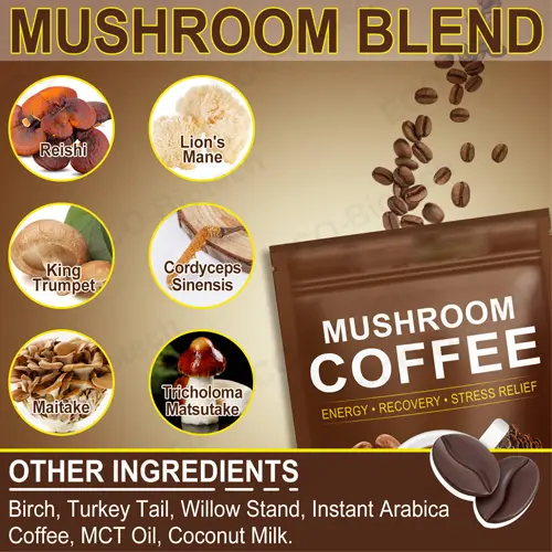 Organic Mushroom Coffee powder for Focus & Immune Support | oem