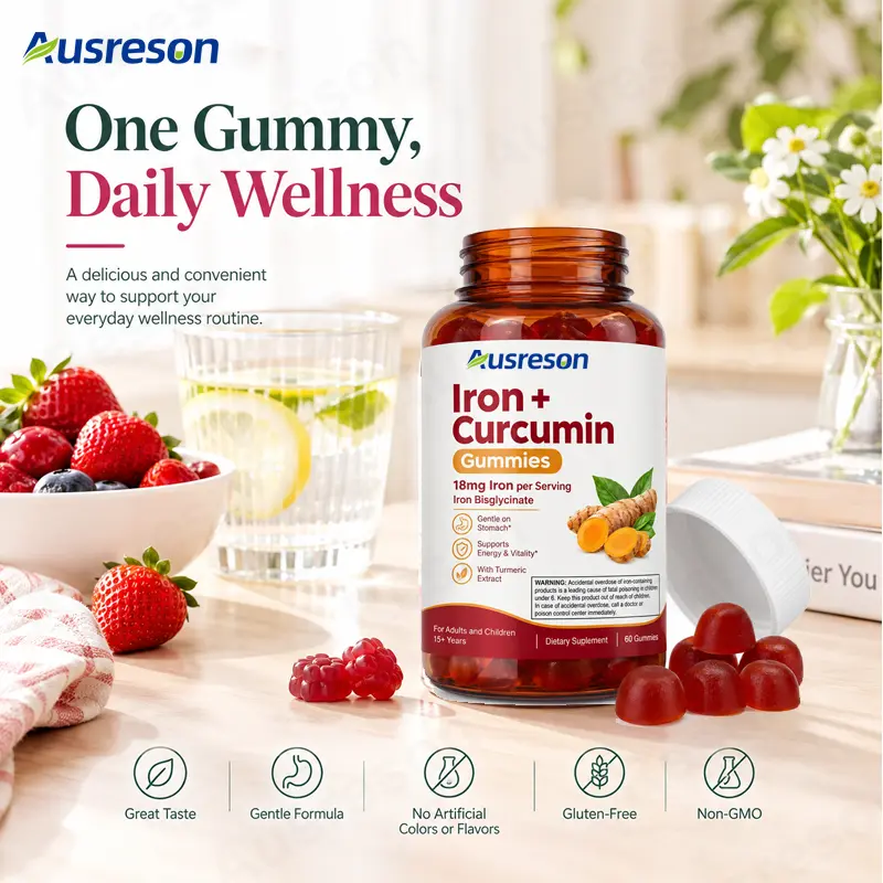 Vegan Iron curcumin gummies supplement OEM Manufacturer