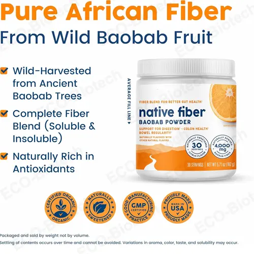 Organic Baobab Prebiotic Fiber Powder: Digestive Health Supplement