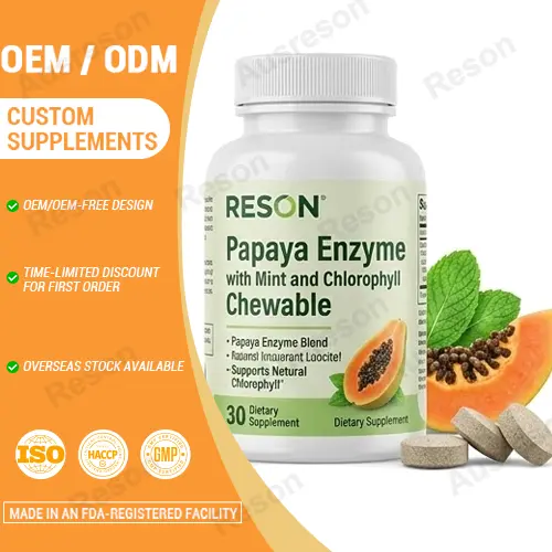 Papaya Enzyme with Mint and Chlorophyll Chewable | OEM