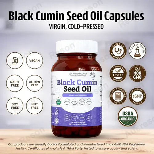 Cold pressed Black Cumin Oil capsules Manufacturer | Reson