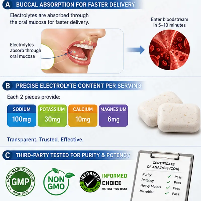 Sugar-free Electrolyte Chewing Gum OEM Manufacturer