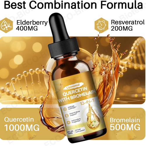 Liposomal Quercetin Bromelain Liquid Drops | High Absorption | Reson