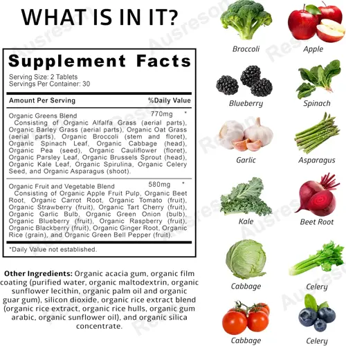 Organic Superfood Greens tablets GMP Certification