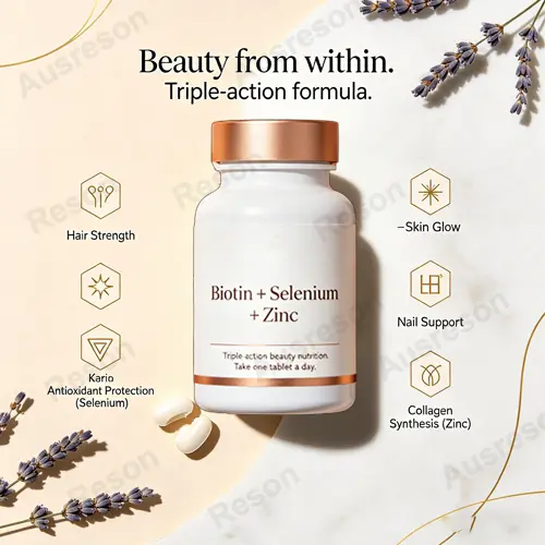 Biotin + Selenium + Zinc Tablets: Hair, Skin & Nails Support