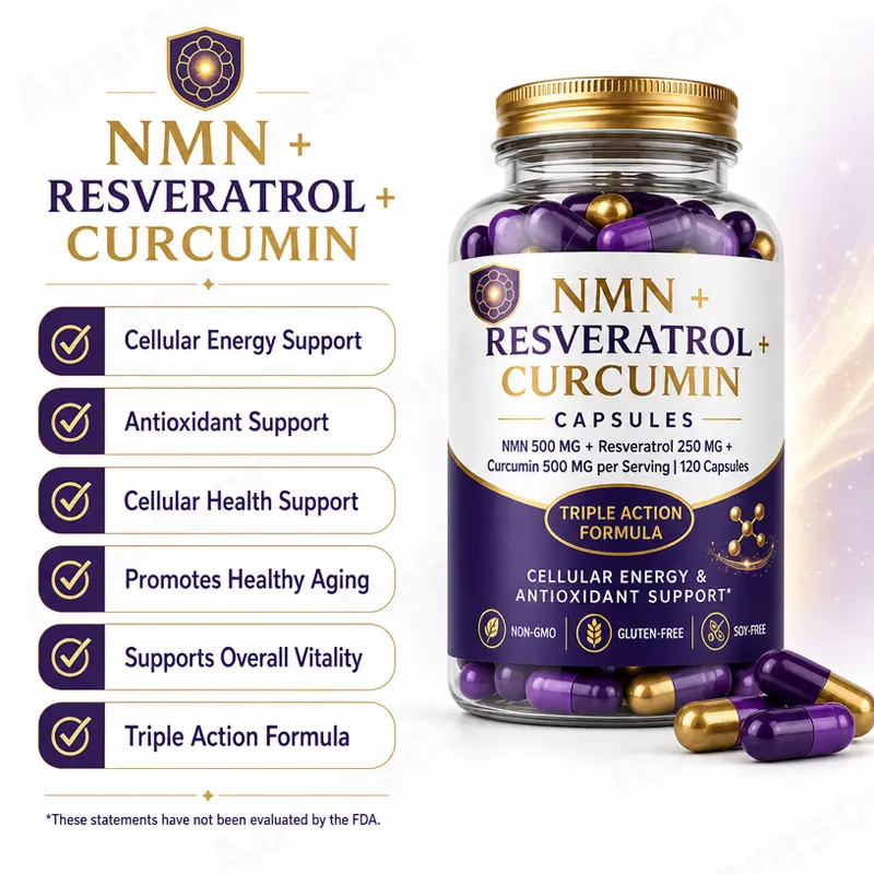 NMN + Resveratrol + Curcumin capsules antioxidant supplement supplier
