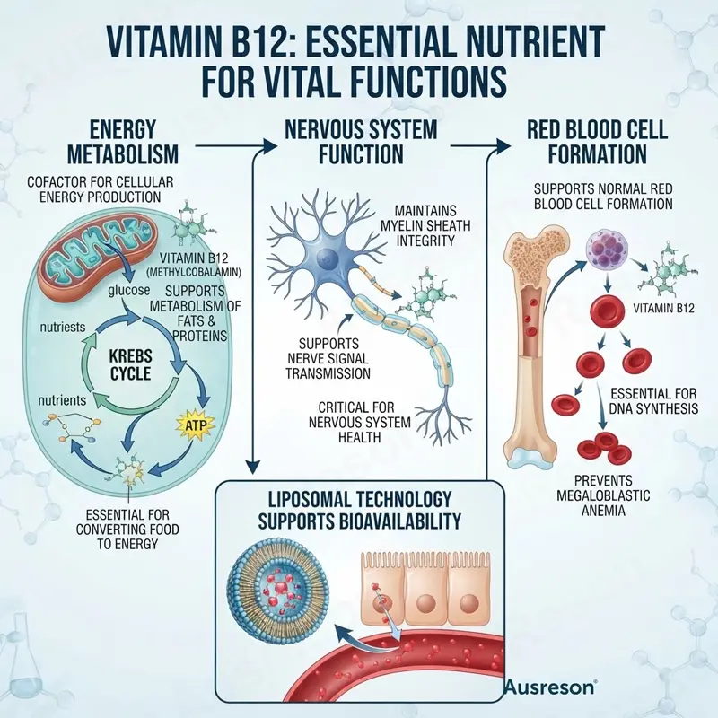 High absorption Liposomal Vitamin B12 capsules for energy bulk supplier