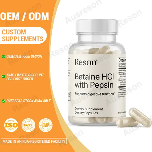Betaine HCl with Pepsin capsules digestive supplement | OEM