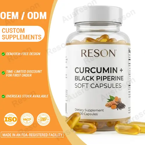 Curcumin + Black Piperine Soft Capsules | Private Label Manufacturer
