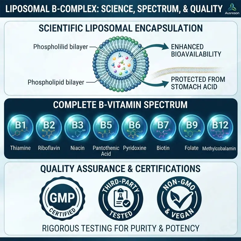 High bioavailability Liposomal B-Complex liquid drops Manufacturer