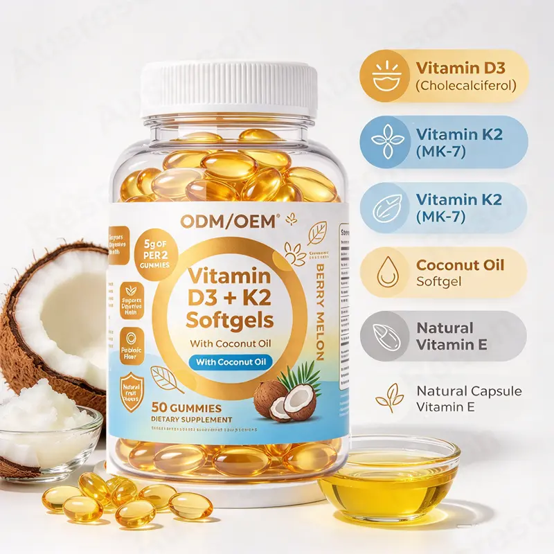 vitamin d3 & k2 softgel with coconut oil oem Manufacturer