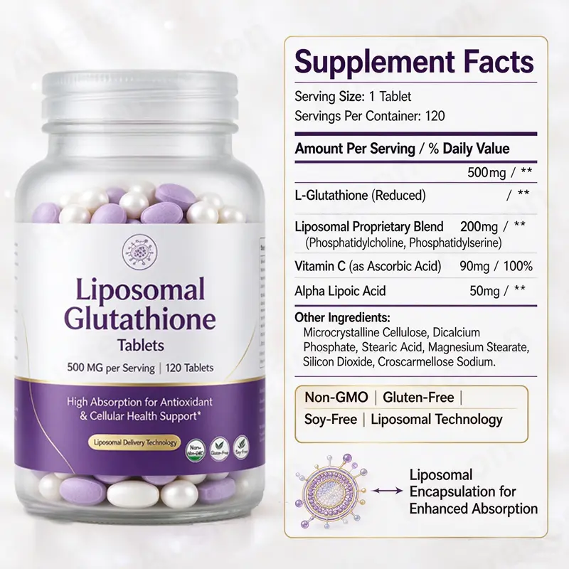 Private Label liposomal glutathione tablets Antioxidant Supplement Manufacturer