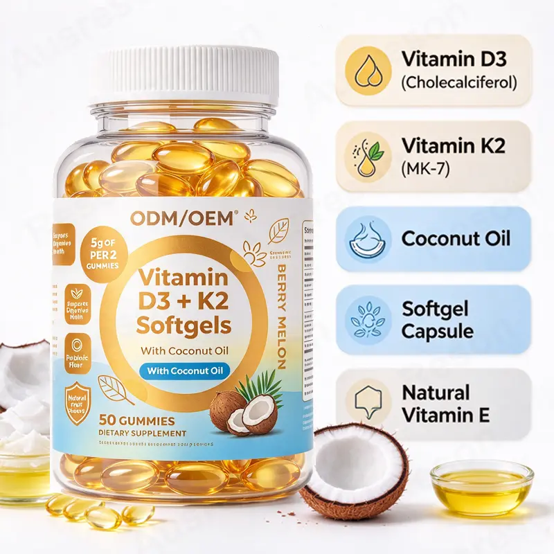 vitamin d3 & k2 softgel with coconut oil oem Manufacturer