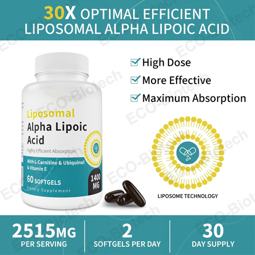 Alpha Lipoic Acid ALA softgels supplement with Liposomal technology