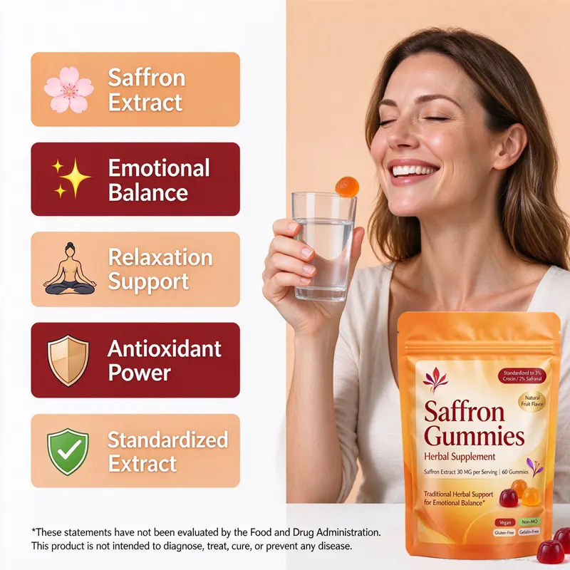 Saffron extract gummies for mood support Private Label supplier