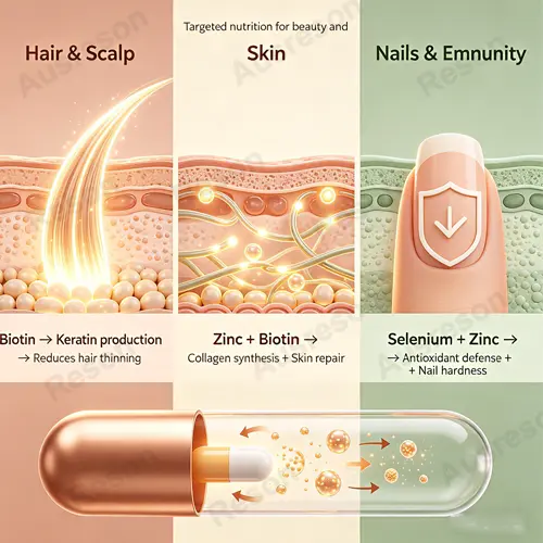 Biotin + Selenium + Zinc Tablets: Hair, Skin & Nails Support