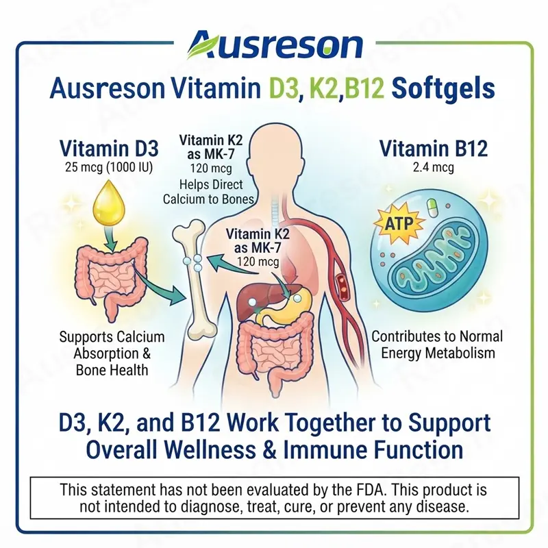 vitamin D3 K2 B12 softgels MK-7 bioavailablity Private Label Manufacturer
